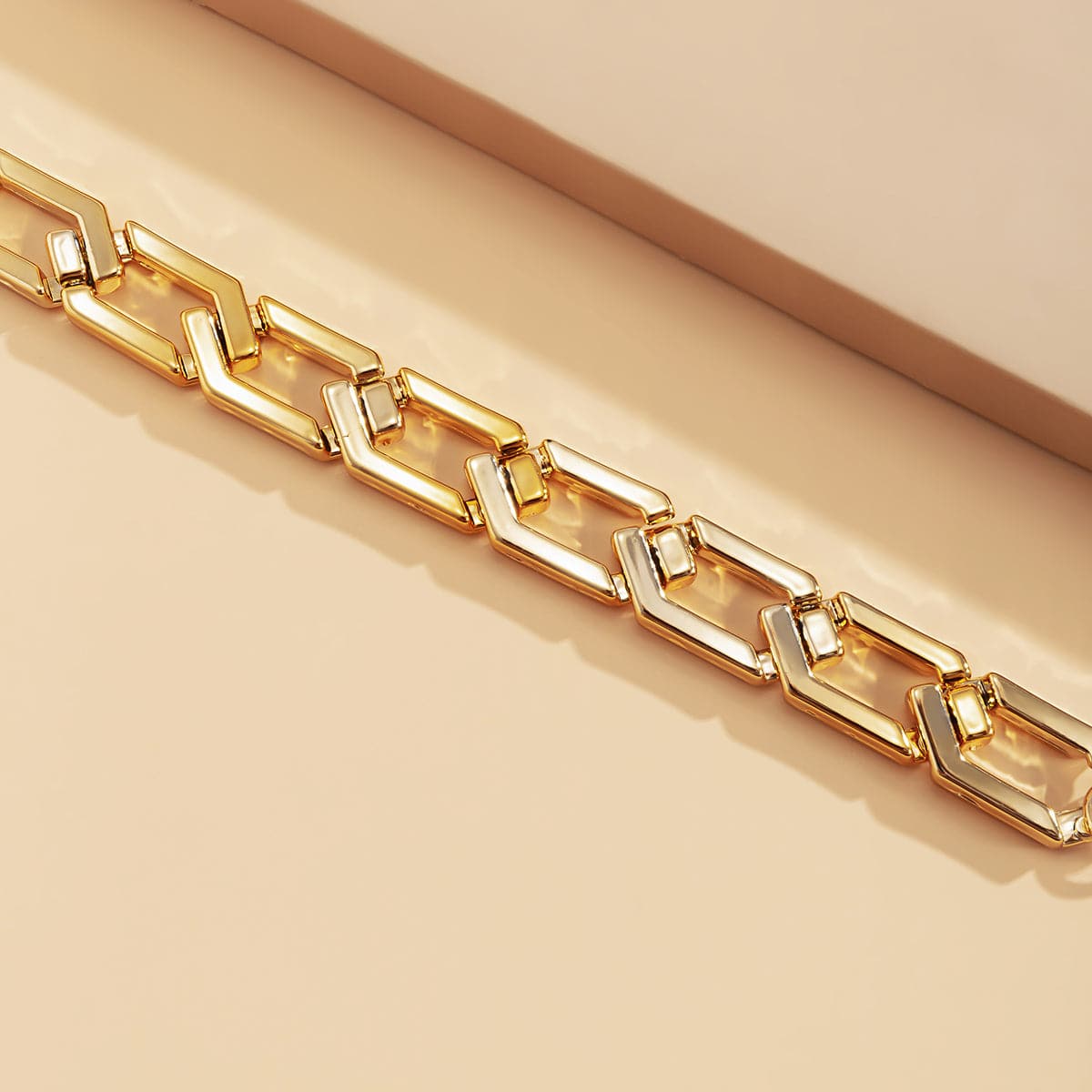 18K Gold-Plated Open Hexagon Chain Bracelet