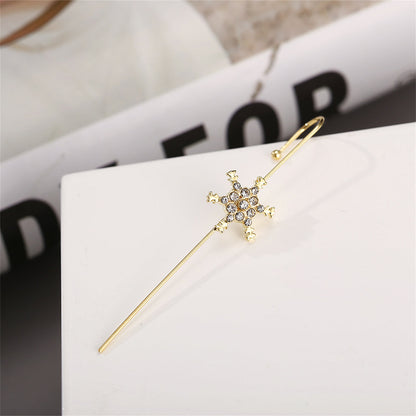 Cubic Zirconia and 18K Gold-Plated Pav¨¦ Snowflake Ear Cuff, gold drop earrings for women, lifestyle look