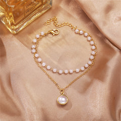 Pearl & 18K Gold-Plated Layered Station Bracelet