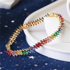 Red & Purple Multicolor Crystal Pear Bracelet
