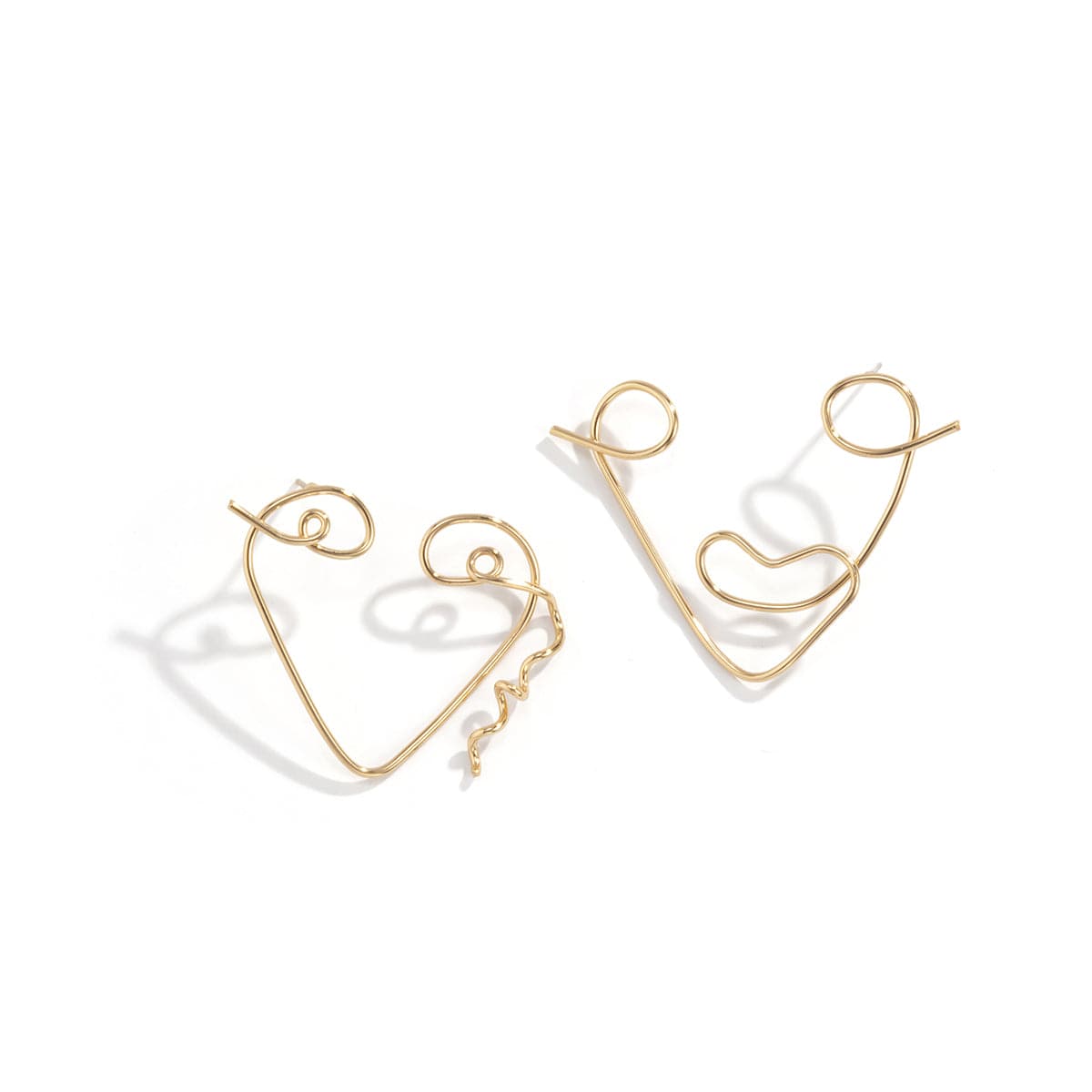 18K Gold-Plated Open Triangle Face Mismatching Stud Earring