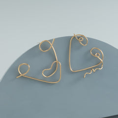 18K Gold-Plated Open Triangle Face Mismatching Stud Earring