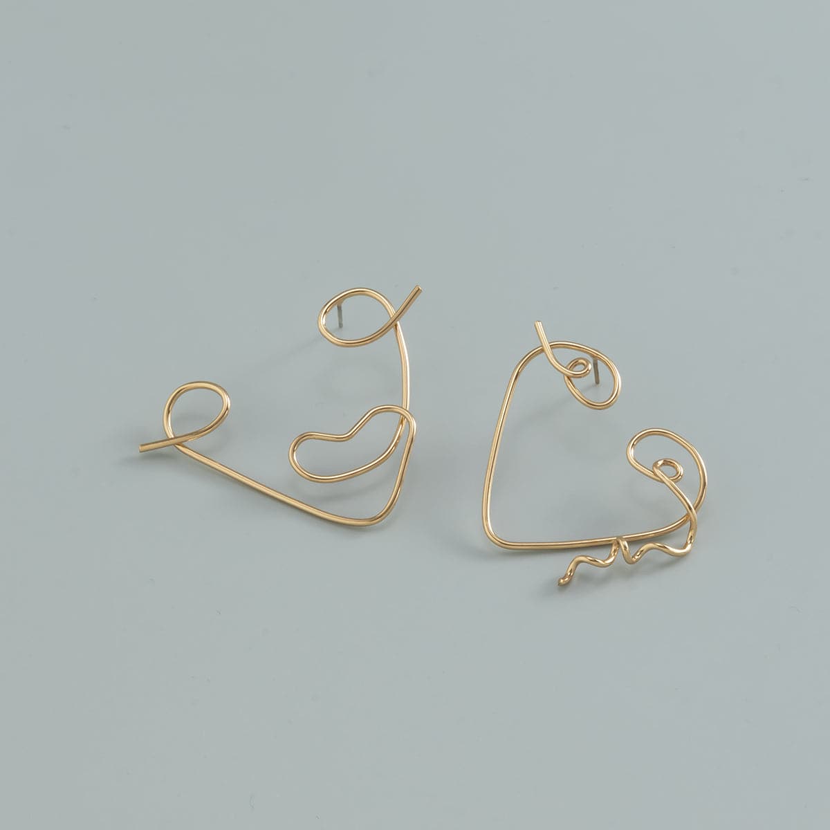 18K Gold-Plated Open Triangle Face Mismatching Stud Earring