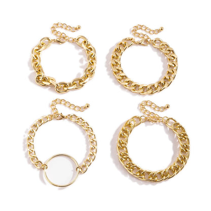 18K Gold Plated Hoop Cable Chain Bracelet Set, jewelry gift sets for women, dainty minimalist design, styled look