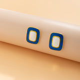 Blue Enamel & 18k Gold-Plated Rectangle Stud Earrings