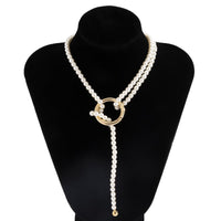 Pearl & 18k Gold-Plated Layered Lariat Necklace