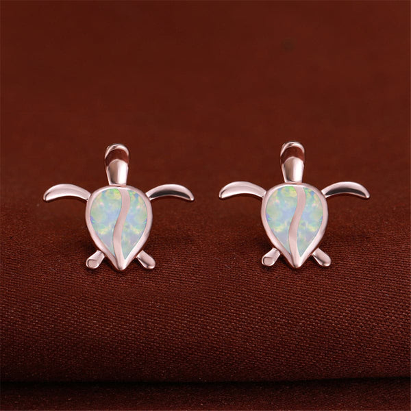 Opal & 18K Rose Gold-Plated Turtle Stud Earrings