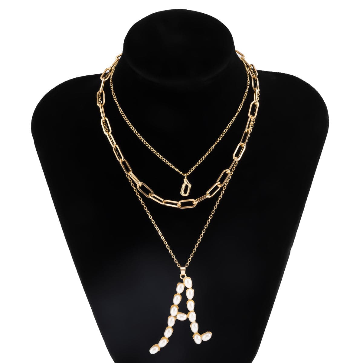 Pearl & 18K Gold-Plated 'A' Initial Pendant Necklace