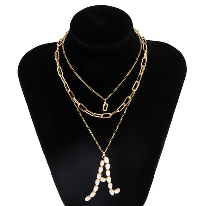 Pearl & 18K Gold-Plated 'A' Initial Pendant Necklace