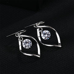 cubic zirconia & Fine Silver-Plated Twisted Drop Earrings - streetregion