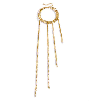 18K Gold-Plated Tassel Necklace, gold pendant necklace for women, botanical inspired, styled look