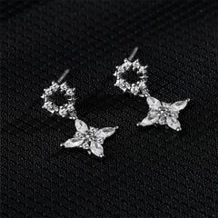 Cubic Zirconia & Crystal Silver-Plated Clover Marquise Drop Earrings