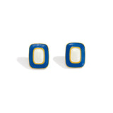Blue Enamel & 18k Gold-Plated Rectangle Stud Earrings