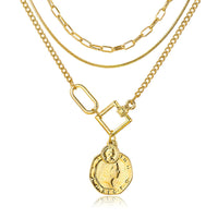 Goldtone Coin Pendant Layer Necklace