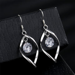 cubic zirconia & Fine Silver-Plated Twisted Drop Earrings - streetregion