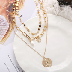 Pearl & 18K Gold-Plated Coin Layer Necklace