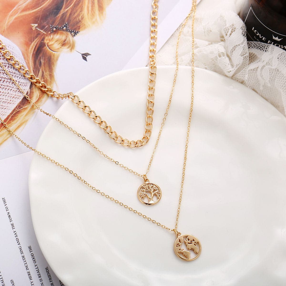 Pearl & 18K Gold-Plated Coin Pendant Layer Necklace