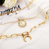 Imitation Pearl & Goldtone Coin Layer Necklace