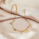 Goldtone Butterfly Station Anklet