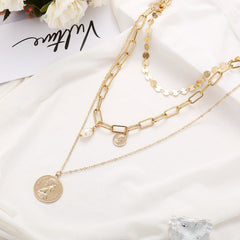 Pearl & 18K Gold-Plated Coin Layer Necklace
