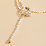 Pearl & 18k Gold-Plated Layered Lariat Necklace