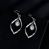 cubic zirconia & Fine Silver-Plated Twisted Drop Earrings - streetregion