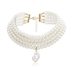 Pearl & 18K Gold-Plated Layered Choker Necklace