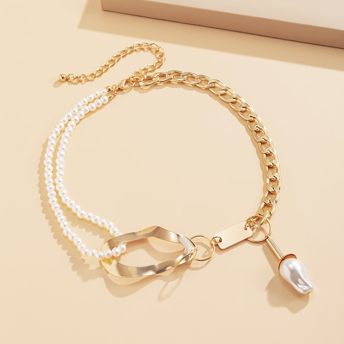 Pearl & 18K Gold-Plated Geometric Layered Necklace