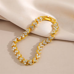 Cubic Zirconia & 18K Gold-Plated Heart Chain Bracelet