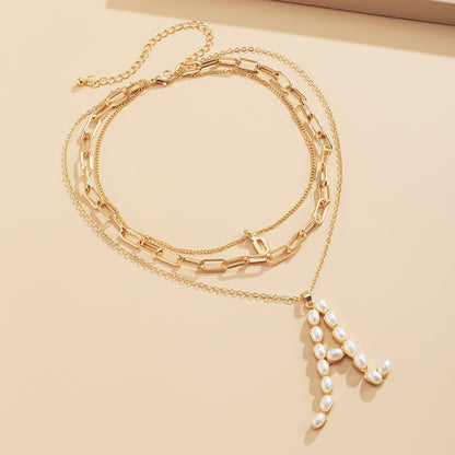 Pearl & 18K Gold-Plated 'A' Initial Pendant Necklace