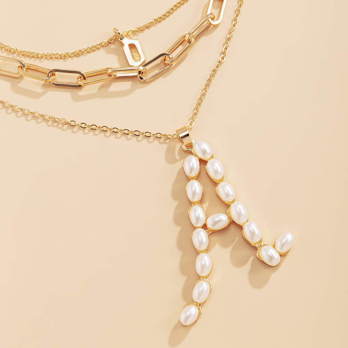 Pearl and 18K Gold-Plated 'A' Initial Pendant Necklace, gold pendant necklace for women, botanical inspired, styled look