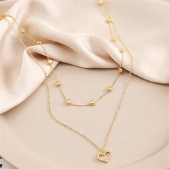 Cubic Zirconia & 18K Gold-Plated Heart Pendant Layered Necklace
