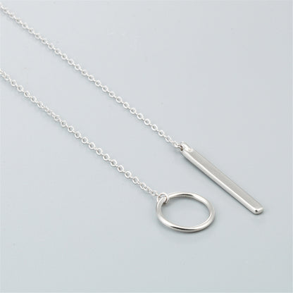 Sterling Silver Lariat Necklace, silver pendant necklace for women, everyday style, detail close-up