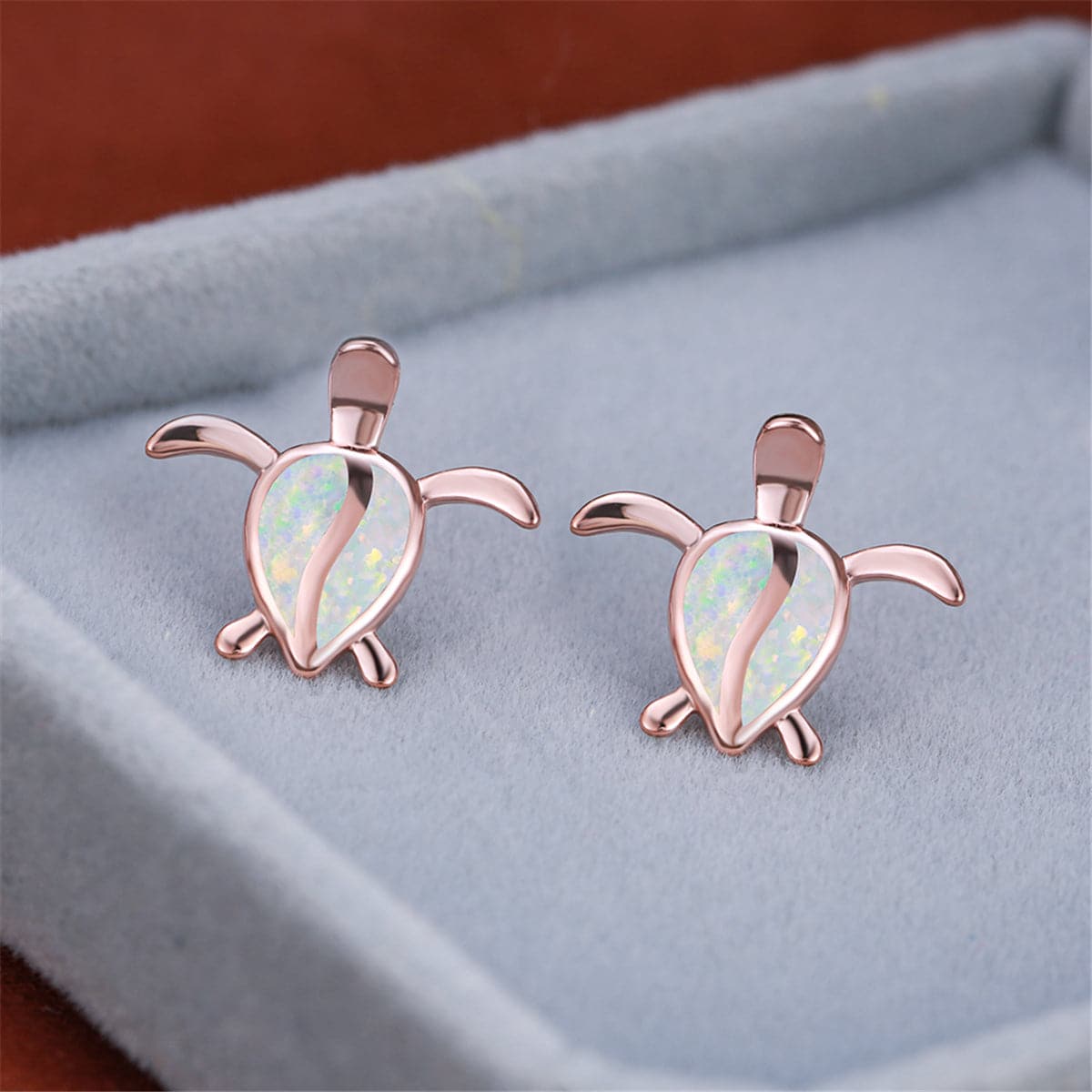 Opal & 18K Rose Gold-Plated Turtle Stud Earrings