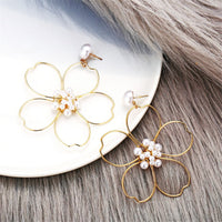 Pearl & 18k Gold-Plated Flower Drop Earring