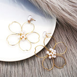 Pearl & 18k Gold-Plated Flower Drop Earring