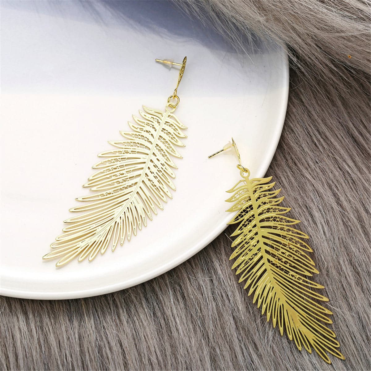 18K Gold-Plated Open Leaf Drop Earring