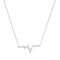 Sterling Silver Heartbeat Line Pendant Necklace