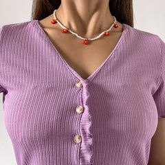 Red Howlite & 18K Gold-Plated Mum Beaded Station Necklace