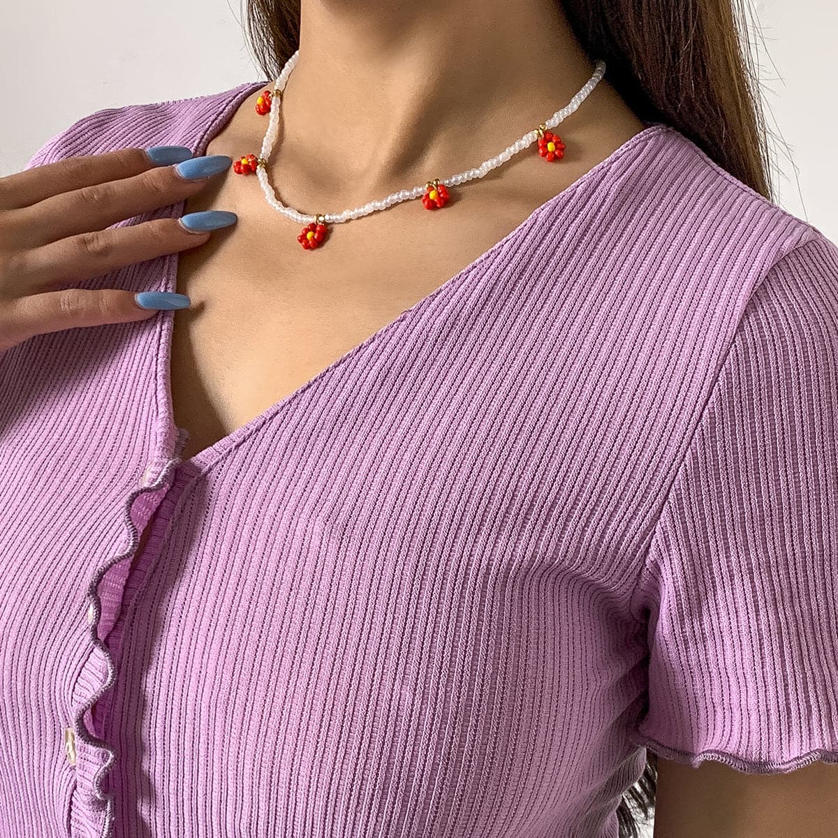 Red Howlite & 18K Gold-Plated Mum Beaded Station Necklace
