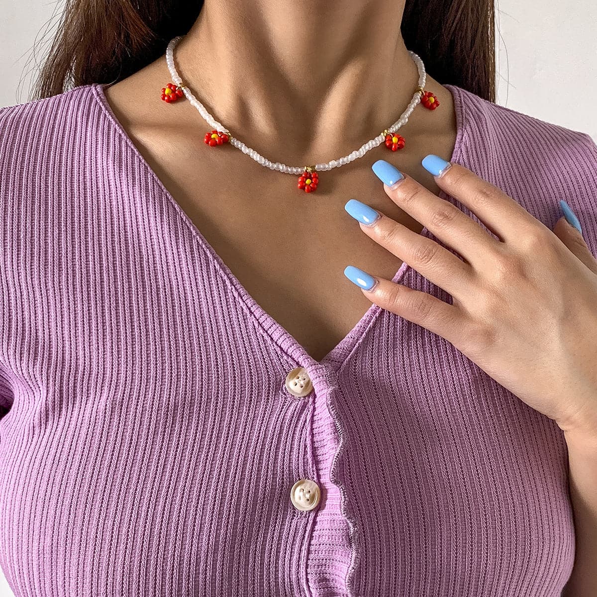 Red Howlite & 18K Gold-Plated Mum Beaded Station Necklace
