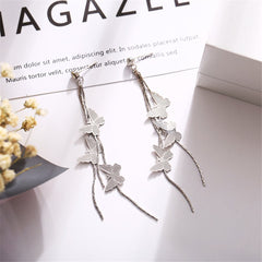 Cubic Zirconia & Silver-Plated Butterflies Drop Earrings
