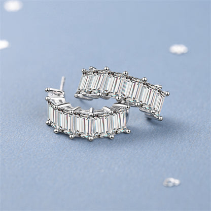Crystal and Silver-Plated Huggie Earrings, silver huggie earrings, everyday style, lifestyle look
