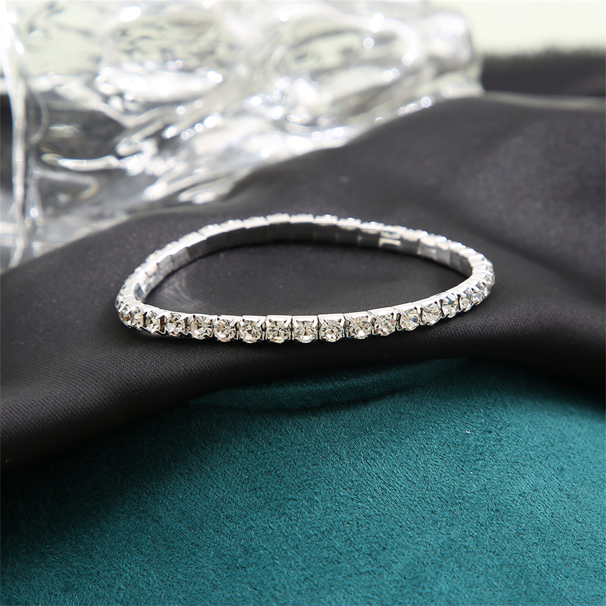 Cubic Zirconia and Silver-Plated Tennis Bracelet, silver bracelet for women, everyday style, lifestyle look