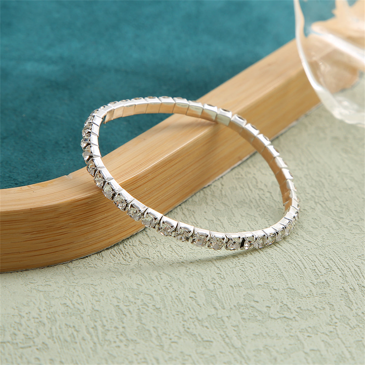 Cubic Zirconia and Silver-Plated Tennis Bracelet, silver bracelet for women, everyday style, side view