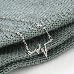 Sterling Silver Heartbeat Line Pendant Necklace