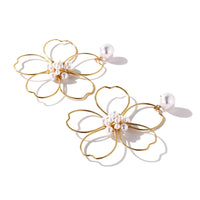 Pearl & 18k Gold-Plated Flower Drop Earring