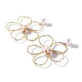 Pearl & 18k Gold-Plated Flower Drop Earring