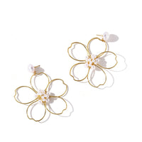 Pearl & 18k Gold-Plated Flower Drop Earring