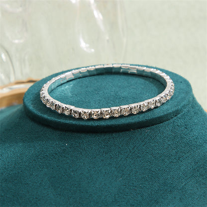 Cubic Zirconia and Silver-Plated Tennis Bracelet, silver bracelet for women, everyday style, detail close-up
